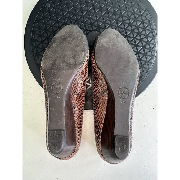 MK Michael Kors Wooden Wedge Python Heel Sz 7 M - Picture 12 of 13
